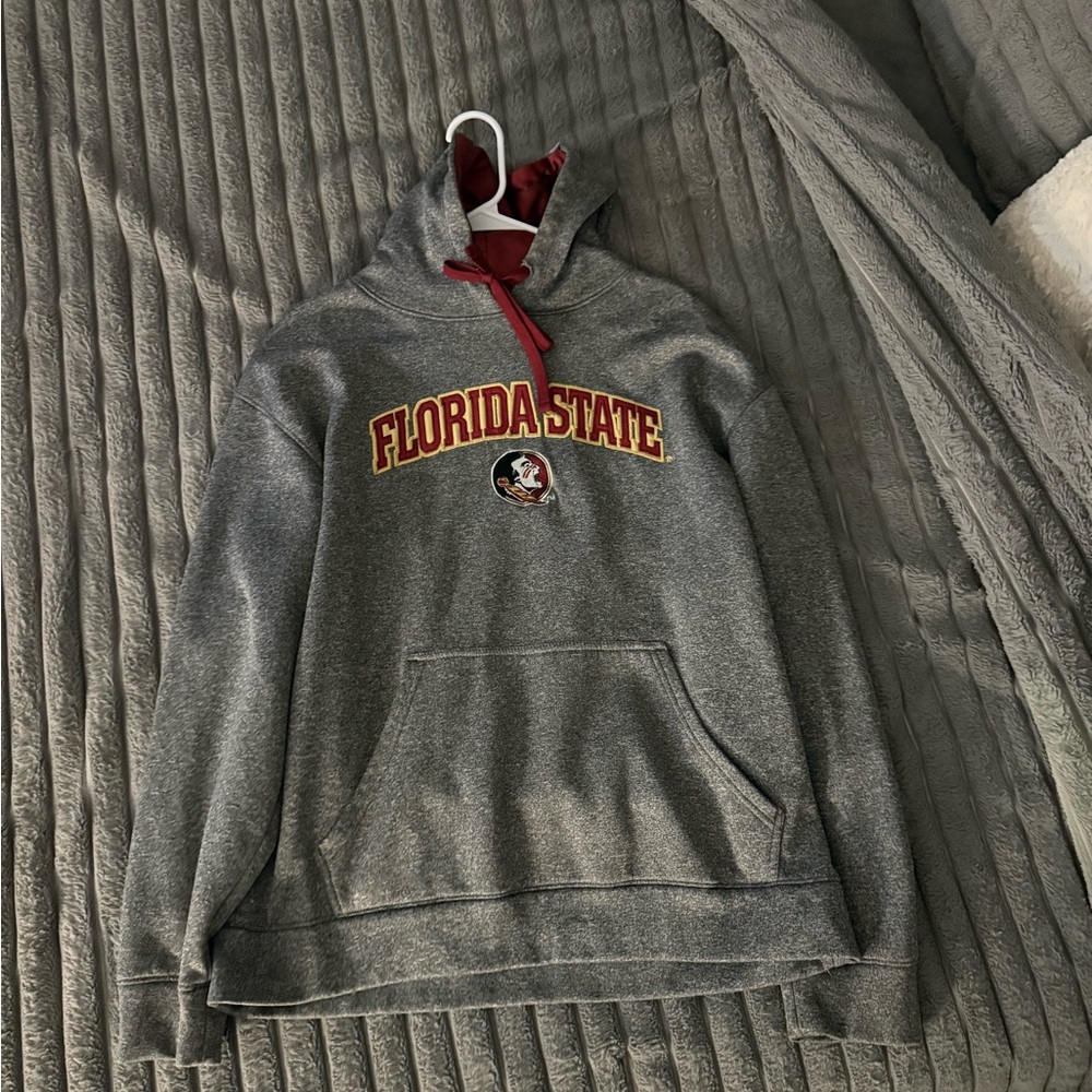 Champion Gray Hoodie with Red Florida State Logo